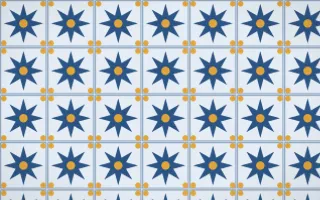 Jodhpur Indigo Star Tile — light blue and gold azulejo background