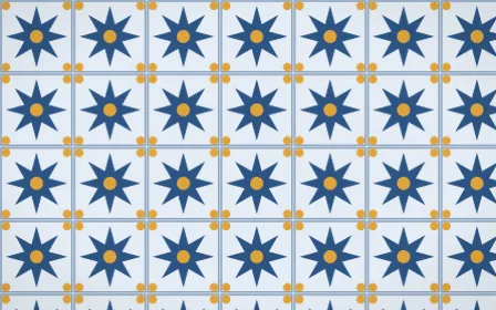 Jodhpur Indigo Star Tile — light blue and gold azulejo background