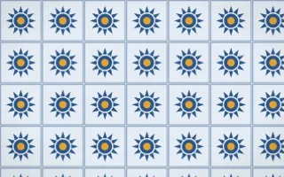 Jodhpur Indigo Sunburst Tile — light blue and gold azulejo background