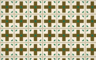 Kerala Spice Cross Tile — light brown, green and beige azulejo background