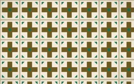 Kerala Spice Cross Tile — light brown, green and beige azulejo background