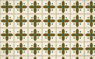 Kerala Spice Petal Tile — light brown, green and beige azulejo background
