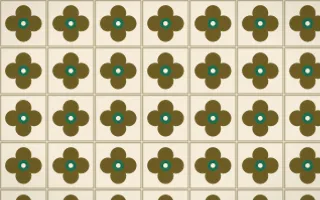 Kerala Spice Quatrefoil Tile — light brown, green and beige azulejo background