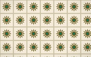 Kerala Spice Sunburst Tile — light brown, green and beige azulejo background