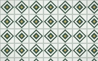 Kiwi Fern Diamond Tile — light green, yellow and white azulejo background