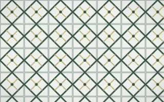 Kiwi Fern Lattice Tile — light green, yellow and white azulejo background