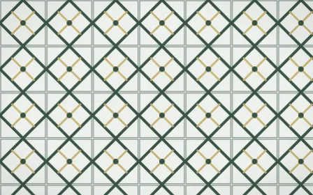 Kiwi Fern Lattice Tile — light green, yellow and white azulejo background