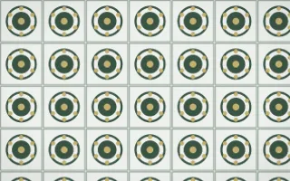 Kiwi Fern Medallion Tile — light green, yellow and white azulejo background