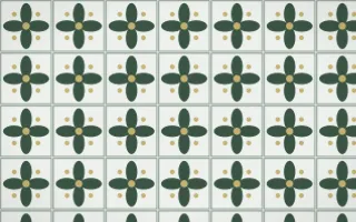 Kiwi Fern Petal Tile — light green, yellow and white azulejo background