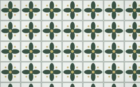 Kiwi Fern Petal Tile — light green, yellow and white azulejo background