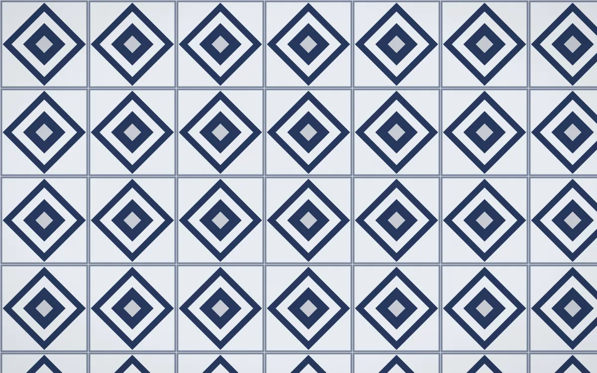 Kyoto Indigo Diamond Tile — light blue, grey and white azulejo background