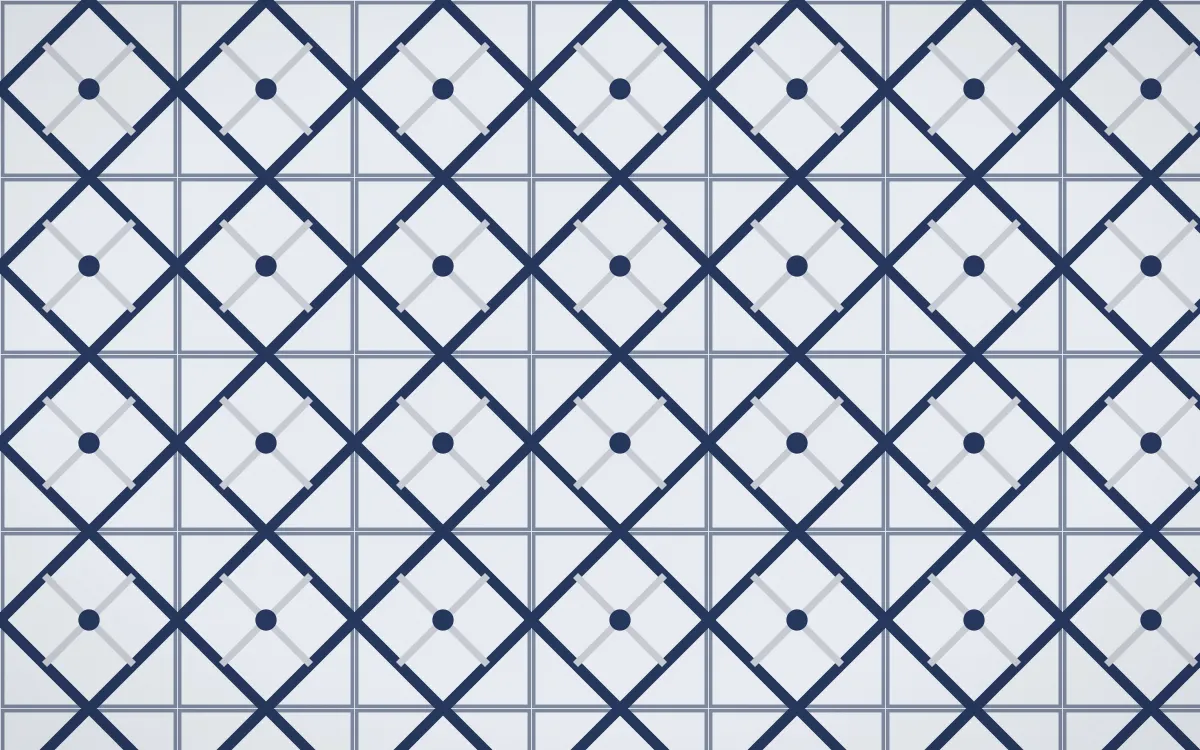 Kyoto Indigo Lattice Tile — light blue, grey and white azulejo background