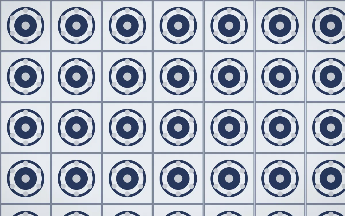 Kyoto Indigo Medallion Tile — light blue, grey and white azulejo background