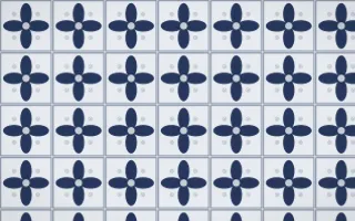 Kyoto Indigo Petal Tile — light blue, grey and white azulejo background