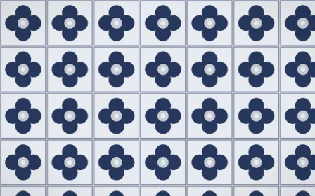 Kyoto Indigo Quatrefoil Tile — light blue, grey and white azulejo background