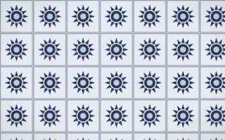 Kyoto Indigo Sunburst Tile — light blue, grey and white azulejo background