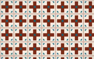 Lagos Wax Cross Tile — light brown, teal and beige azulejo background