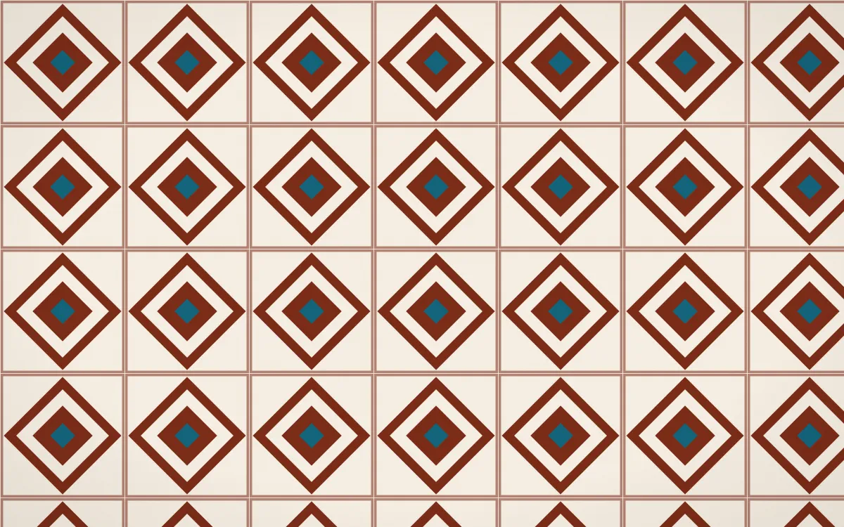 Lagos Wax Diamond Tile — light brown, teal and beige azulejo background