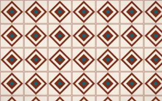 Lagos Wax Diamond Tile — light brown, teal and beige azulejo background