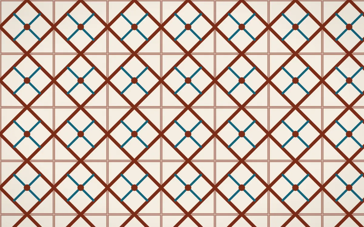 Lagos Wax Lattice Tile — light brown, teal and beige azulejo background