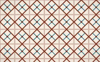 Lagos Wax Lattice Tile — light brown, teal and beige azulejo background