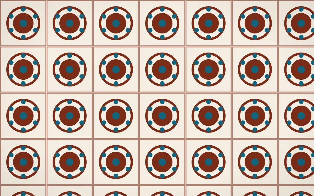 Lagos Wax Medallion Tile — light brown, teal and beige azulejo background