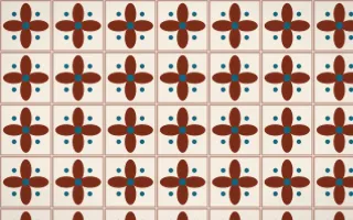 Lagos Wax Petal Tile — light brown, teal and beige azulejo background