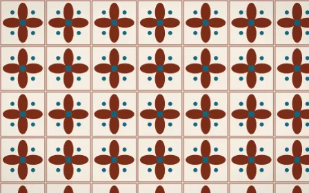 Lagos Wax Petal Tile — light brown, teal and beige azulejo background