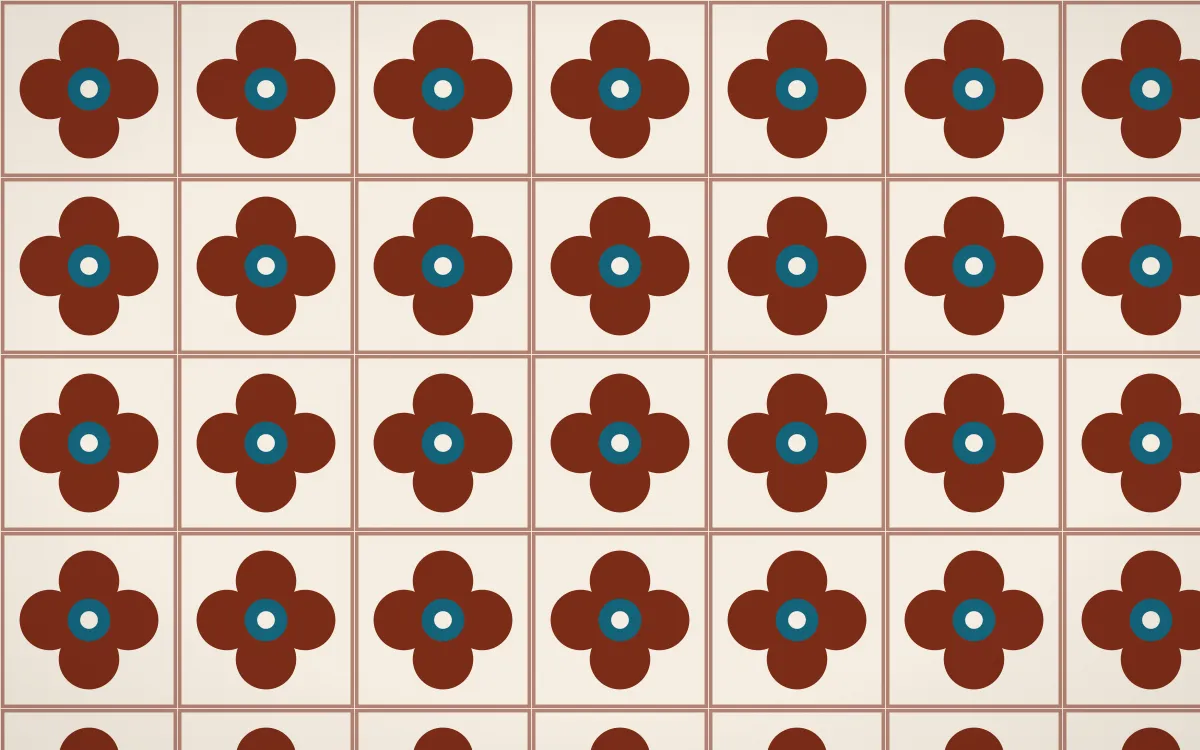 Lagos Wax Quatrefoil Tile — light brown, teal and beige azulejo background