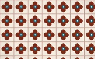 Lagos Wax Quatrefoil Tile — light brown, teal and beige azulejo background
