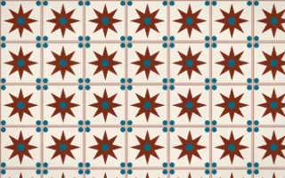 Lagos Wax Star Tile — light brown, teal and beige azulejo background