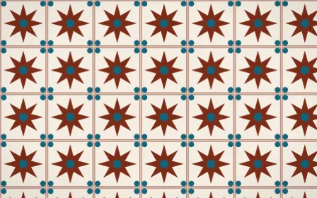 Lagos Wax Star Tile — light brown, teal and beige azulejo background