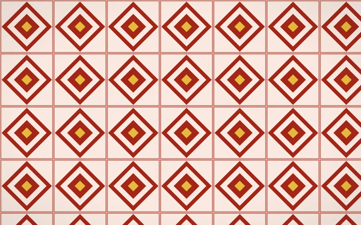 Lantern Festival Diamond Tile — light red, gold and orange azulejo background