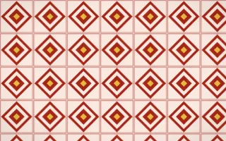 Lantern Festival Diamond Tile — light red, gold and orange azulejo background