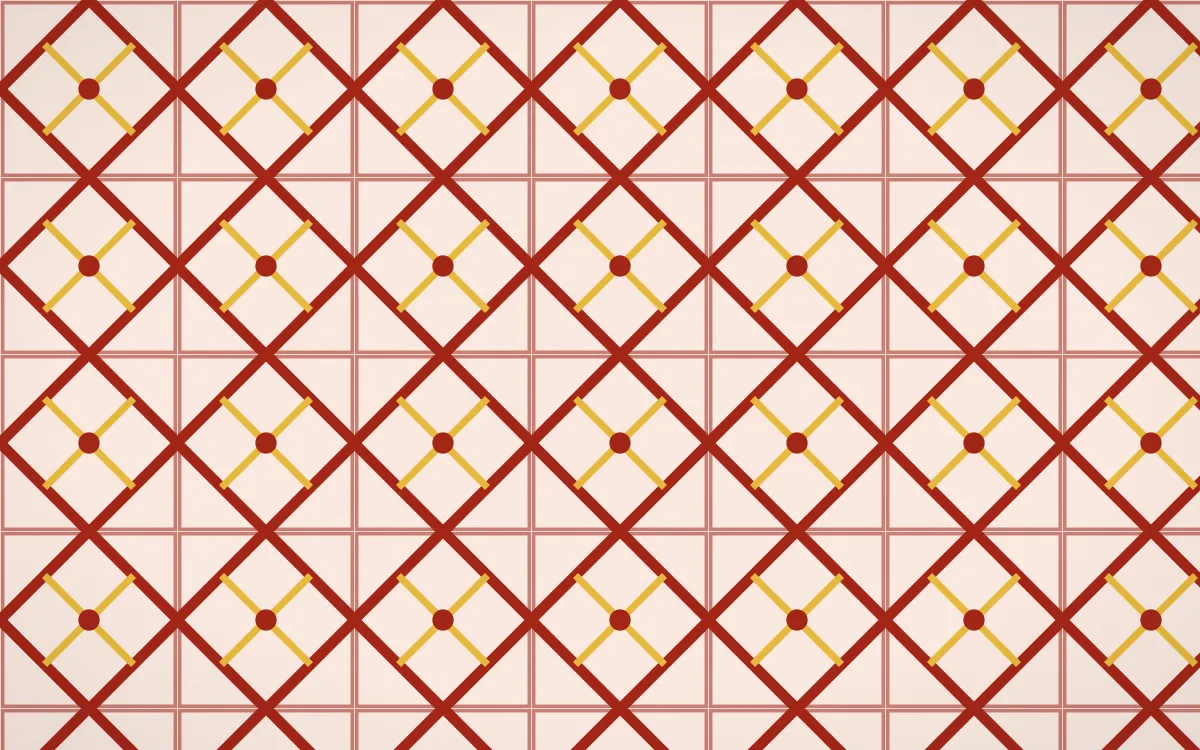 Lantern Festival Lattice Tile — light red, gold and orange azulejo background