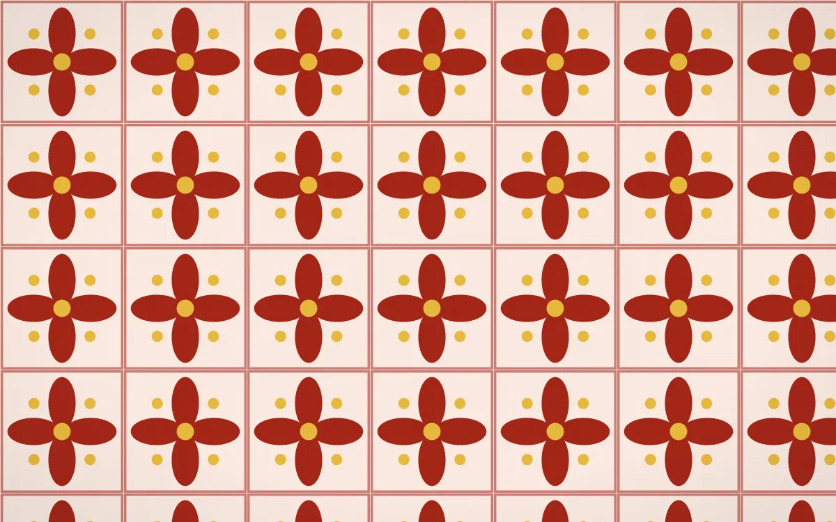 Lantern Festival Petal Tile — light red, gold and orange azulejo background