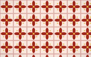 Lantern Festival Petal Tile — light red, gold and orange azulejo background