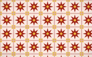 Lantern Festival Star Tile — light red, gold and orange azulejo background