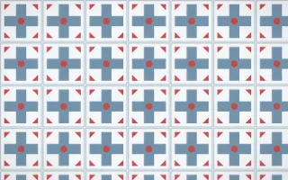 Lapland Snow Cross Tile — light blue, red and white azulejo background