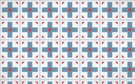 Lapland Snow Cross Tile — light blue, red and white azulejo background