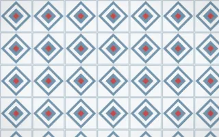 Lapland Snow Diamond Tile — light blue, red and white azulejo background
