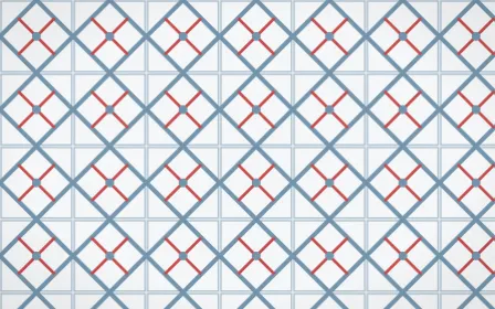 Lapland Snow Lattice Tile — light blue, red and white azulejo background