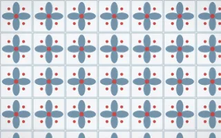Lapland Snow Petal Tile — light blue, red and white azulejo background