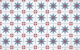 Lapland Snow Star Tile — light blue, red and white azulejo background