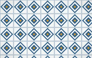 Lisbon Azul Diamond Tile — light blue, gold and white azulejo background