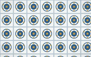 Lisbon Azul Medallion Tile — light blue, gold and white azulejo background