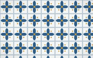 Lisbon Azul Petal Tile — light blue, gold and white azulejo background