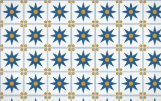 Lisbon Azul Star Tile — light blue, gold and white azulejo background