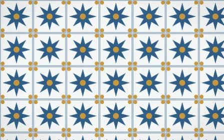 Lisbon Azul Star Tile — light blue, gold and white azulejo background
