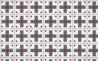 London Fog Cross Tile — light grey, red and white azulejo background